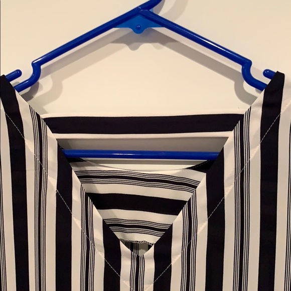 LOFT navy/white striped blouse - Picture 3 of 5